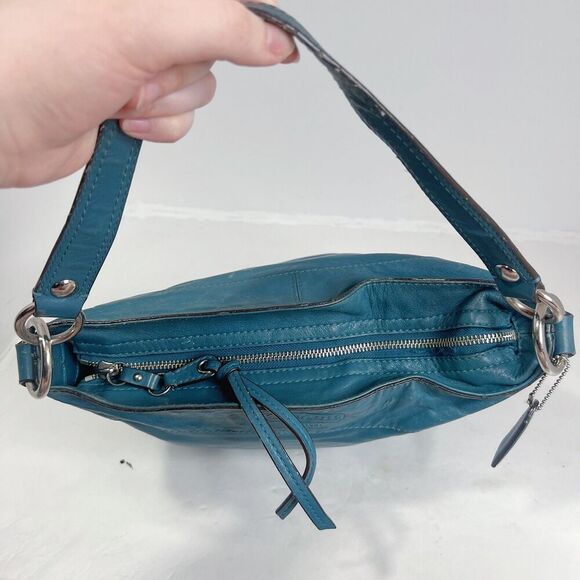 Vintage Coach Leather Hobo Bag Tosca Teal Blue Shoulder Bag Purse - Picture 4 of 13